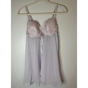 Vintage Delicates Woman Light Lilac Semi
Sheer Push-up Babydoll Size Medium